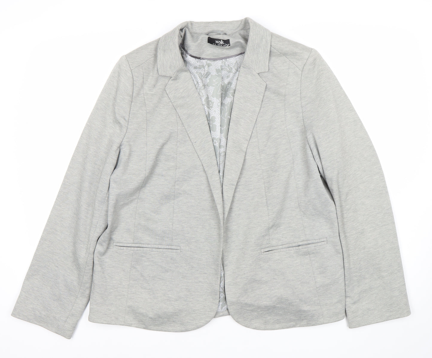 Wallis Women’s Grey Blazer Jacket Size 16 Regular Workwear