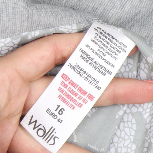 Wallis Women’s Grey Blazer Jacket Size 16 Regular Workwear