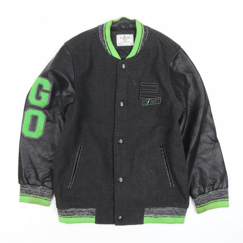 Breakout Kids Boys Black Varsity Jacket 8-9 Years Wool Blend Winter