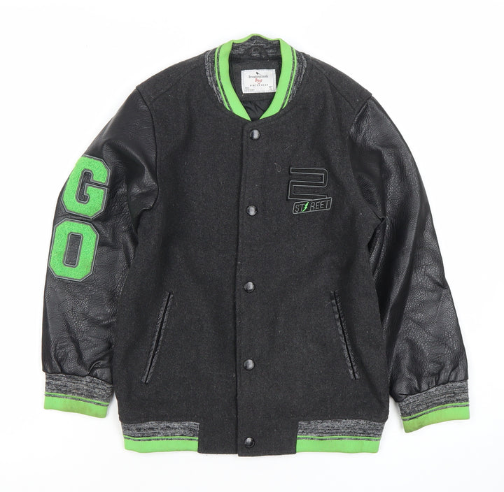 Breakout Kids Boys Black Varsity Jacket 8-9 Years Wool Blend Winter