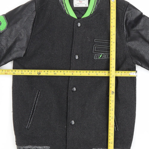 Breakout Kids Boys Black Varsity Jacket 8-9 Years Wool Blend Winter