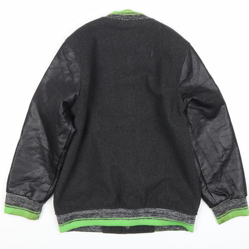 Breakout Kids Boys Black Varsity Jacket 8-9 Years Wool Blend Winter