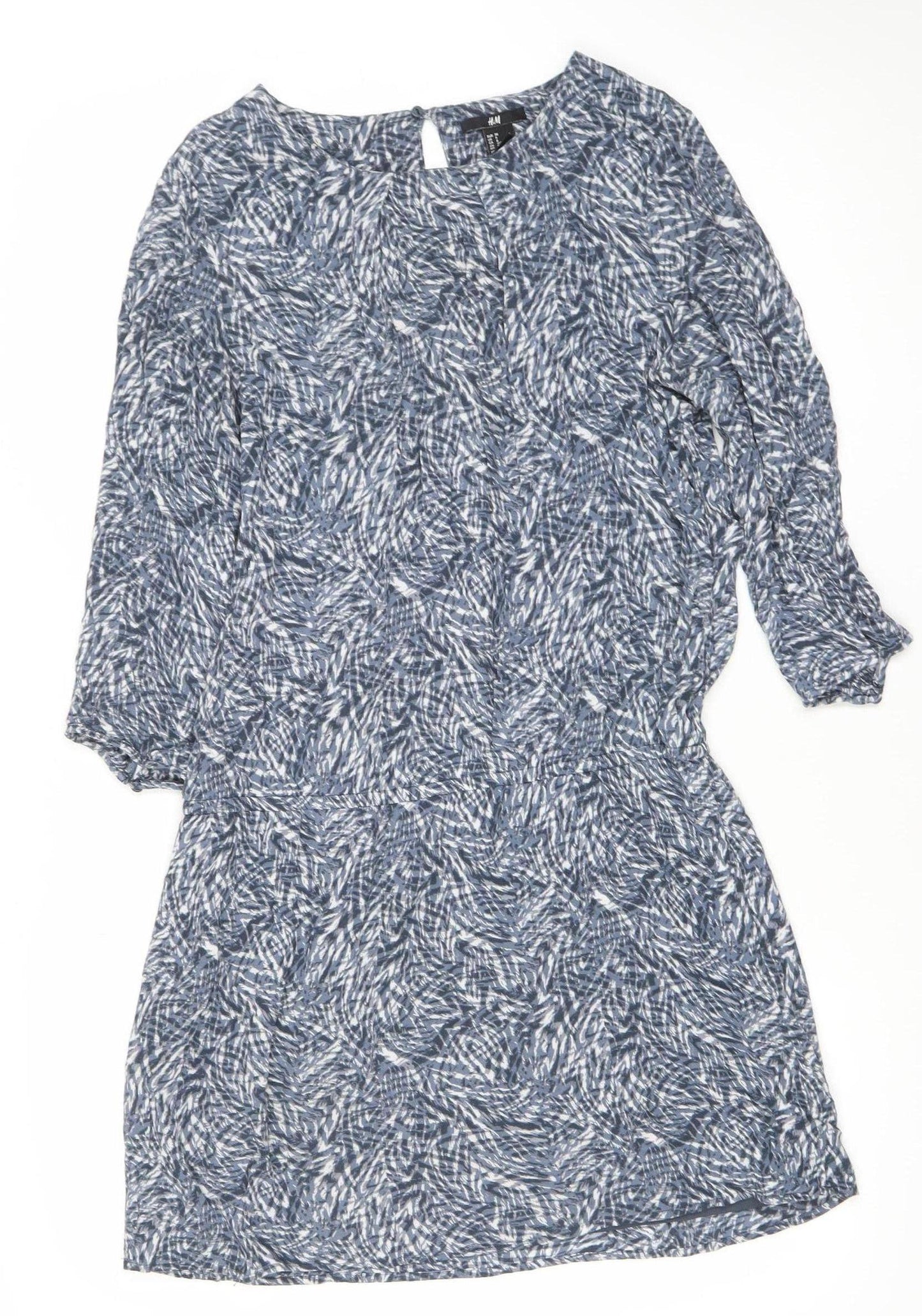 H&M Women’s Blue Abstract Shift Dress Size 10 Knee Length