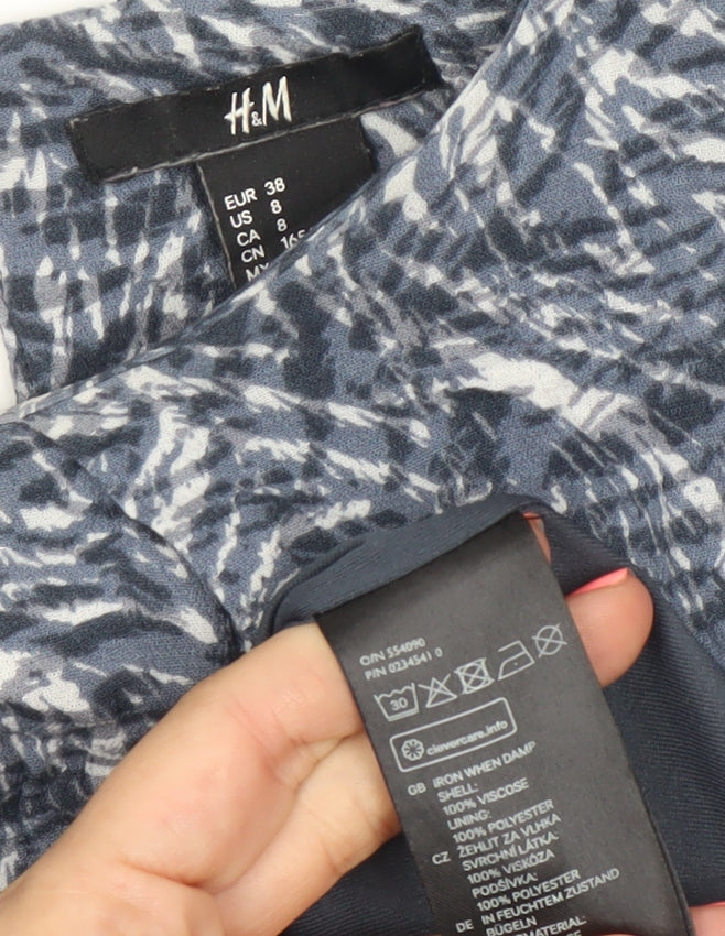 H&M Women’s Blue Abstract Shift Dress Size 10 Knee Length