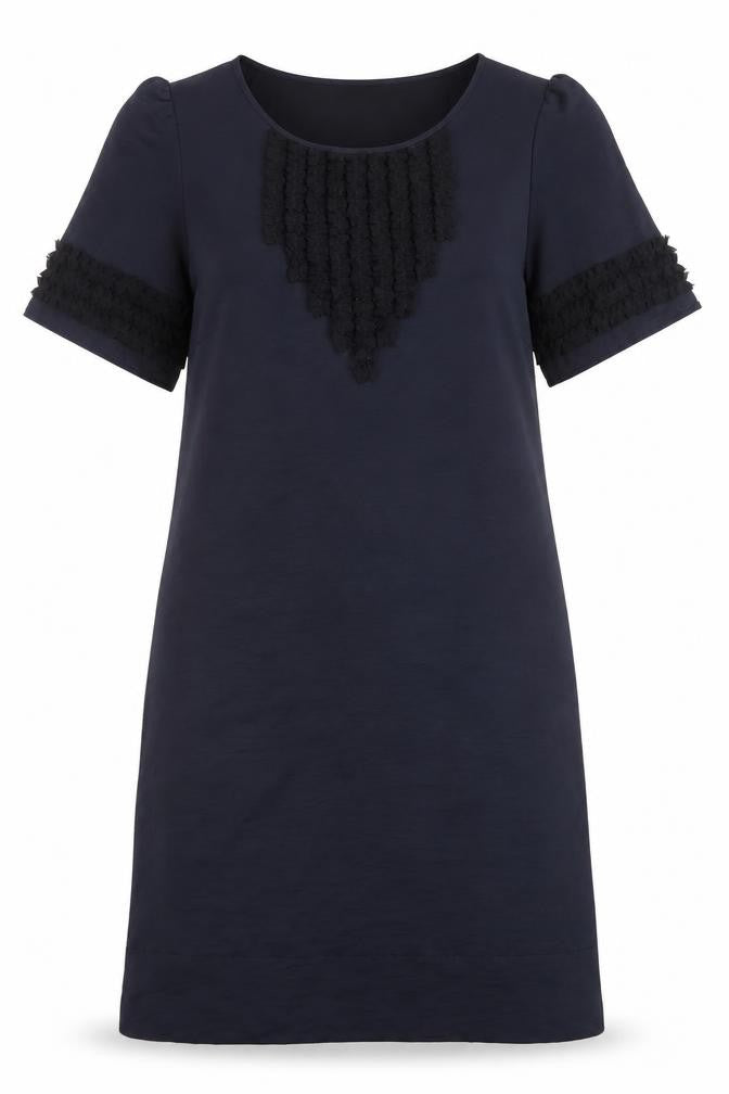 Front view of Marks & Spencer women’s black, size UK 10, shift dress short sleeve