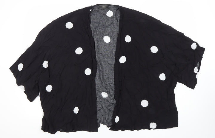 Next Womens Black Polka Dot Kimono Blouse Size M Viscose