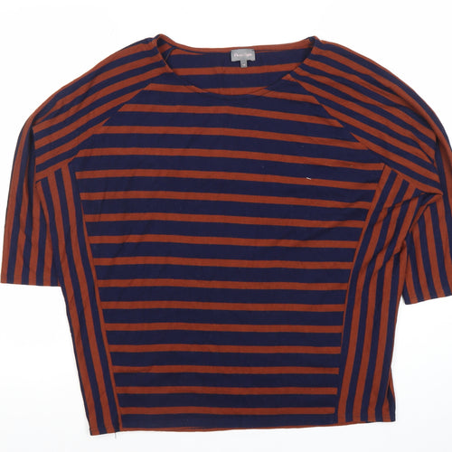 Phase Eight Womens Blue Brown Striped Jersey T-Shirt Size 14