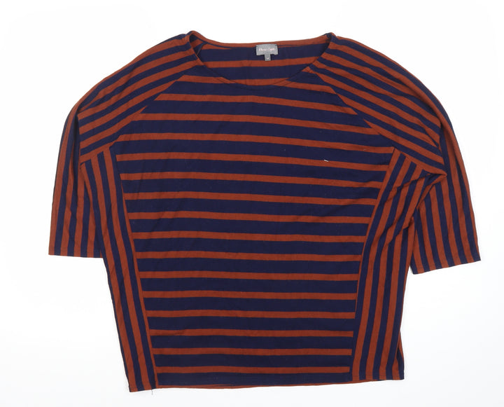 Phase Eight Womens Blue Brown Striped Jersey T-Shirt Size 14