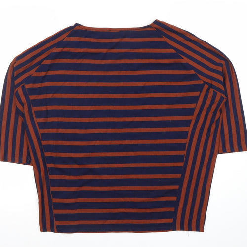 Phase Eight Womens Blue Brown Striped Jersey T-Shirt Size 14