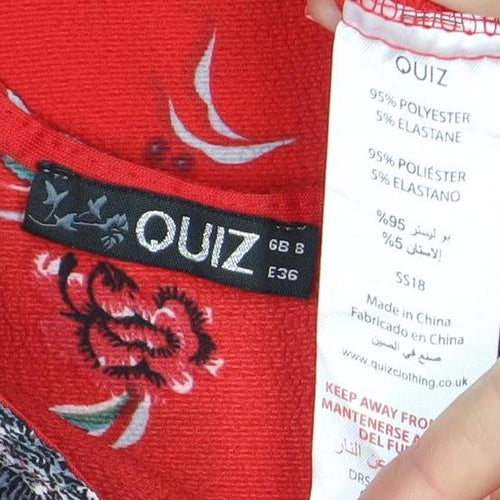 Quiz Women’s Red Floral Fit & Flare Short Dress Size 8