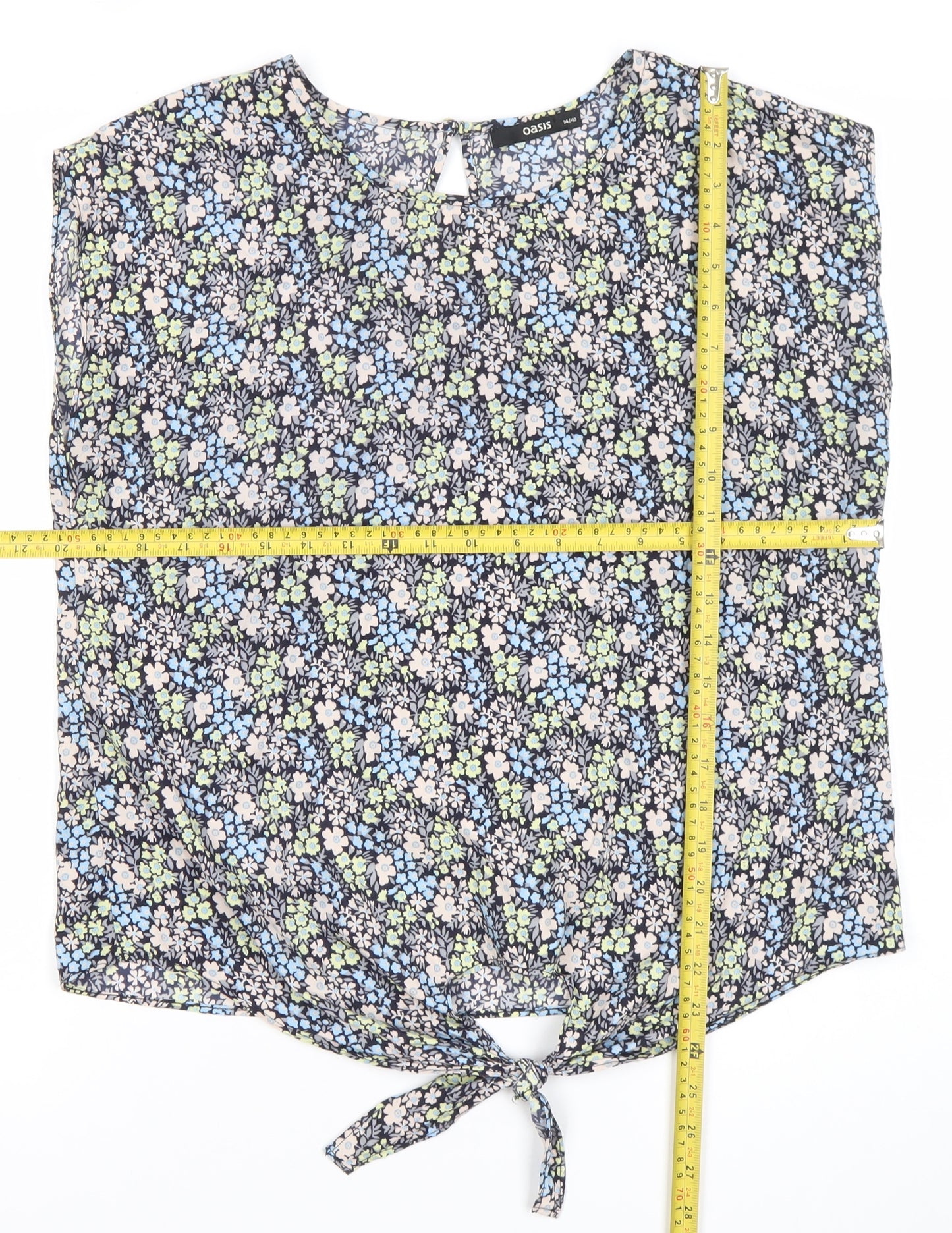 Oasis Womens Blouse Size 14 Multicoloured Floral Sleeveless Tunic Top