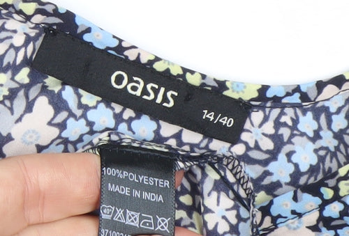 Oasis Womens Blouse Size 14 Multicoloured Floral Sleeveless Tunic Top
