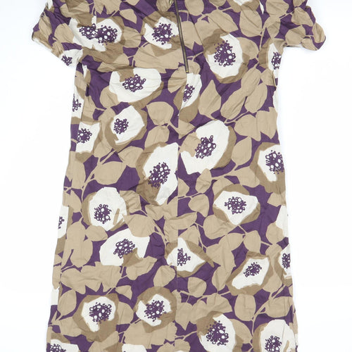Marks and Spencer Womens Purple Beige Floral One Shoulder Dress UK 12