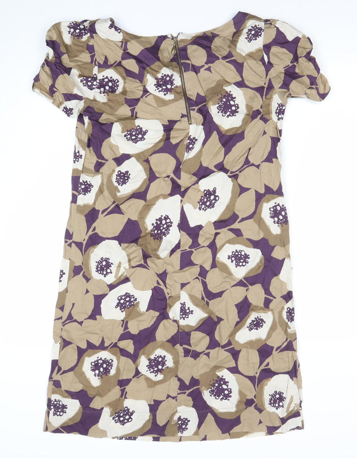 Marks and Spencer Womens Purple Beige Floral One Shoulder Dress UK 12