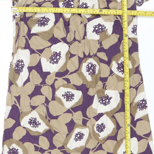 Marks and Spencer Womens Purple Beige Floral One Shoulder Dress UK 12