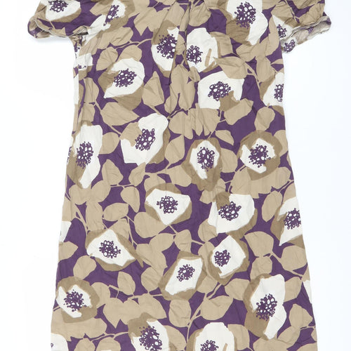 Marks and Spencer Womens Purple Beige Floral One Shoulder Dress UK 12