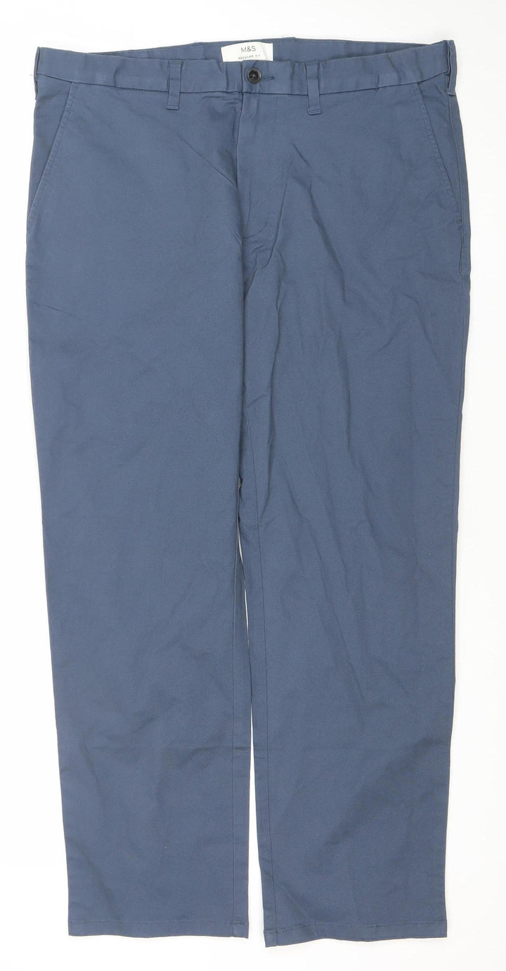 Marks and Spencer Mens Blue 29in Waist Chino Trousers