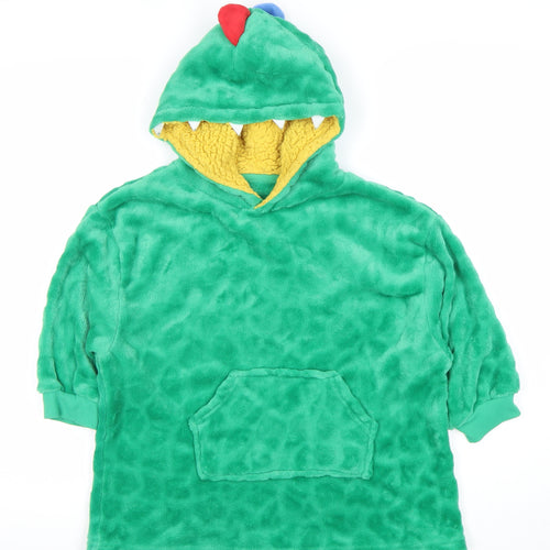 Primark Boys Green Dinosaur Fleece Hoodie XS Pullover Winter Hooded Fun