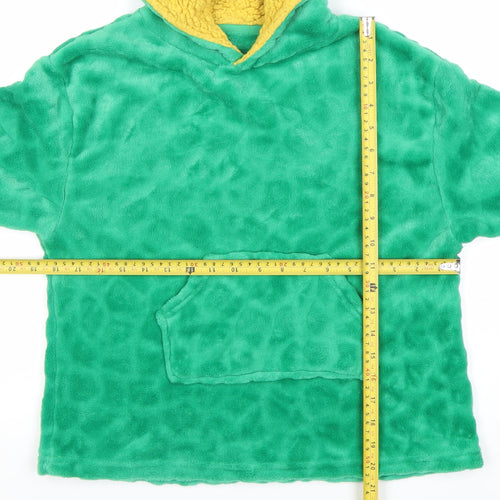 Primark Boys Green Dinosaur Fleece Hoodie XS Pullover Winter Hooded Fun