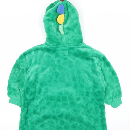 Primark Boys Green Dinosaur Fleece Hoodie XS Pullover Winter Hooded Fun