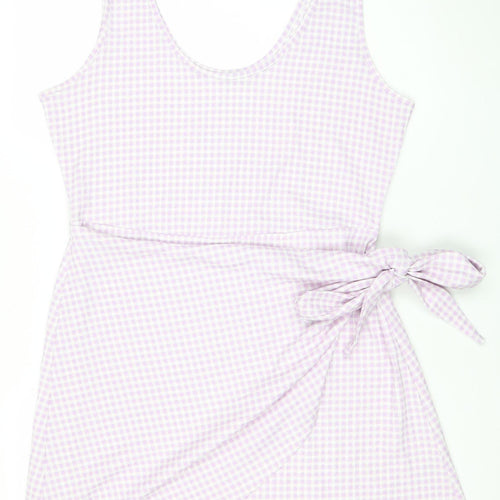 Very Women’s Pink Check Tank Dress Size 16 Scoop Neck Sleeveless