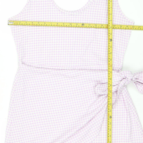Very Women’s Pink Check Tank Dress Size 16 Scoop Neck Sleeveless