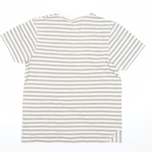 Boxfresh Men's Grey Striped Cotton Crew Neck T-Shirt Size M