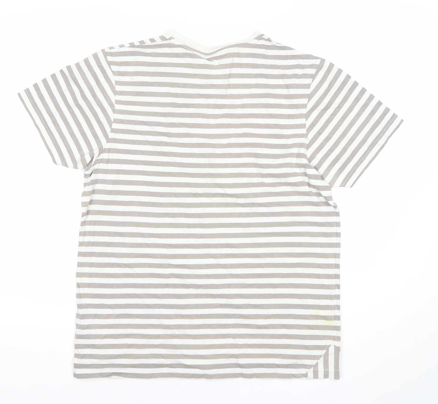 Boxfresh Men's Grey Striped Cotton Crew Neck T-Shirt Size M
