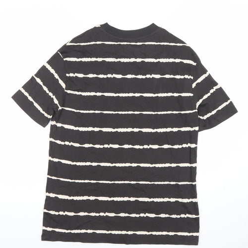 Marks and Spencer Boys Black Striped T-Shirt 12-13 Years Cotton