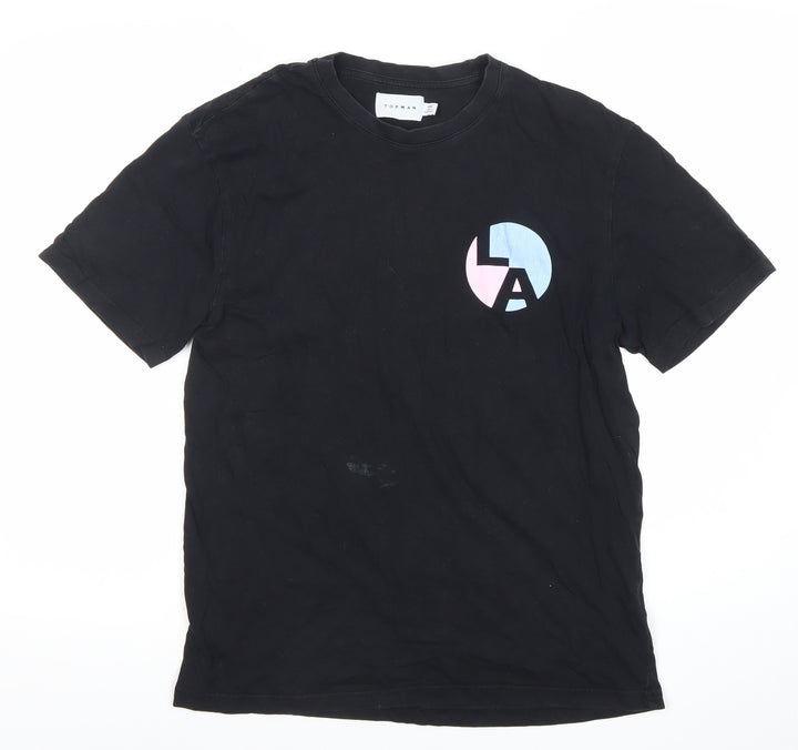 Topman Men’s Black XS LA Graphic Print Crew Neck T-Shirt