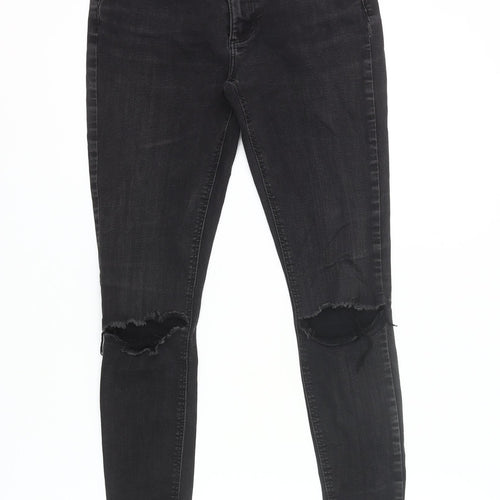 Denim Co. Womens Black Skinny Jeans Size 10 Distressed Slim Fit