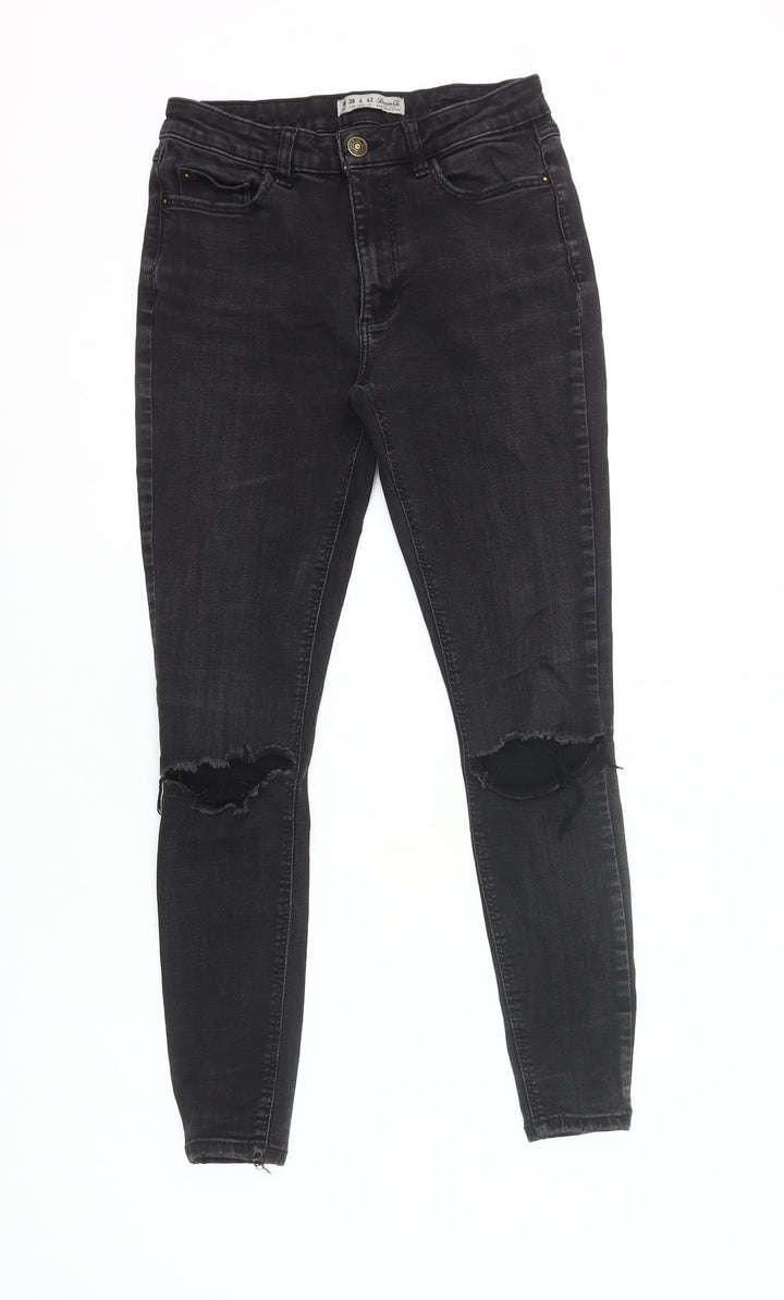 Denim Co. Womens Black Skinny Jeans Size 10 Distressed Slim Fit