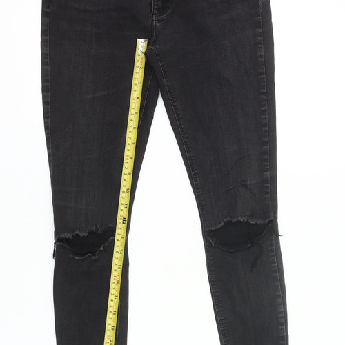Denim Co. Womens Black Skinny Jeans Size 10 Distressed Slim Fit
