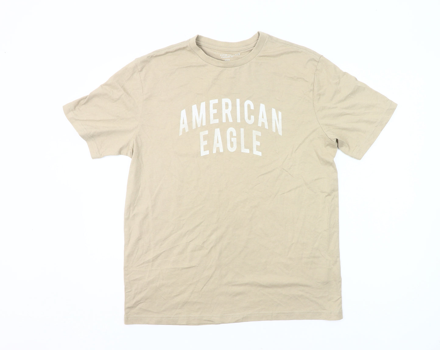 American Eagle Men’s Beige M Crew Neck Graphic T-Shirt Classic Fit