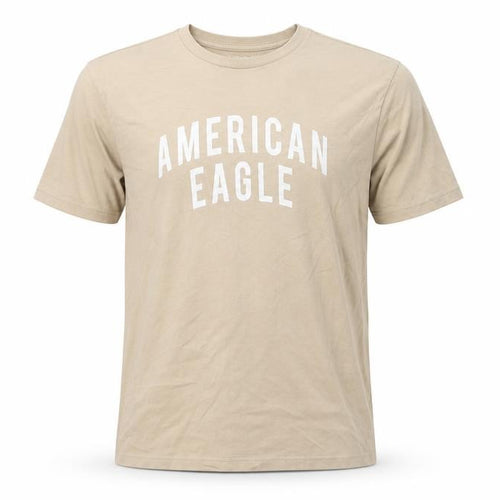 American Eagle Men’s Beige M Crew Neck Graphic T-Shirt Classic Fit