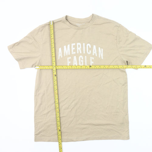 American Eagle Men’s Beige M Crew Neck Graphic T-Shirt Classic Fit