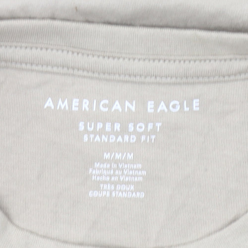 American Eagle Men’s Beige M Crew Neck Graphic T-Shirt Classic Fit