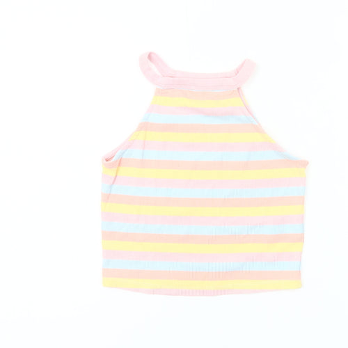 Reserved Womens Multicoloured Striped Halter Crop Tank Top S