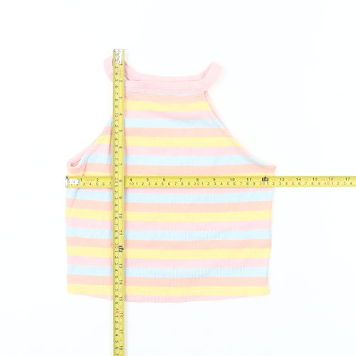 Reserved Womens Multicoloured Striped Halter Crop Tank Top S