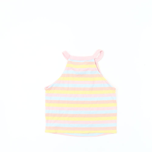 Reserved Womens Multicoloured Striped Halter Crop Tank Top S
