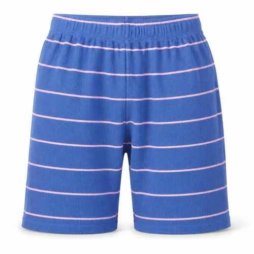Marks and Spencer Boys Blue Striped Sleep Shorts 11-12 Years Cotton Blend