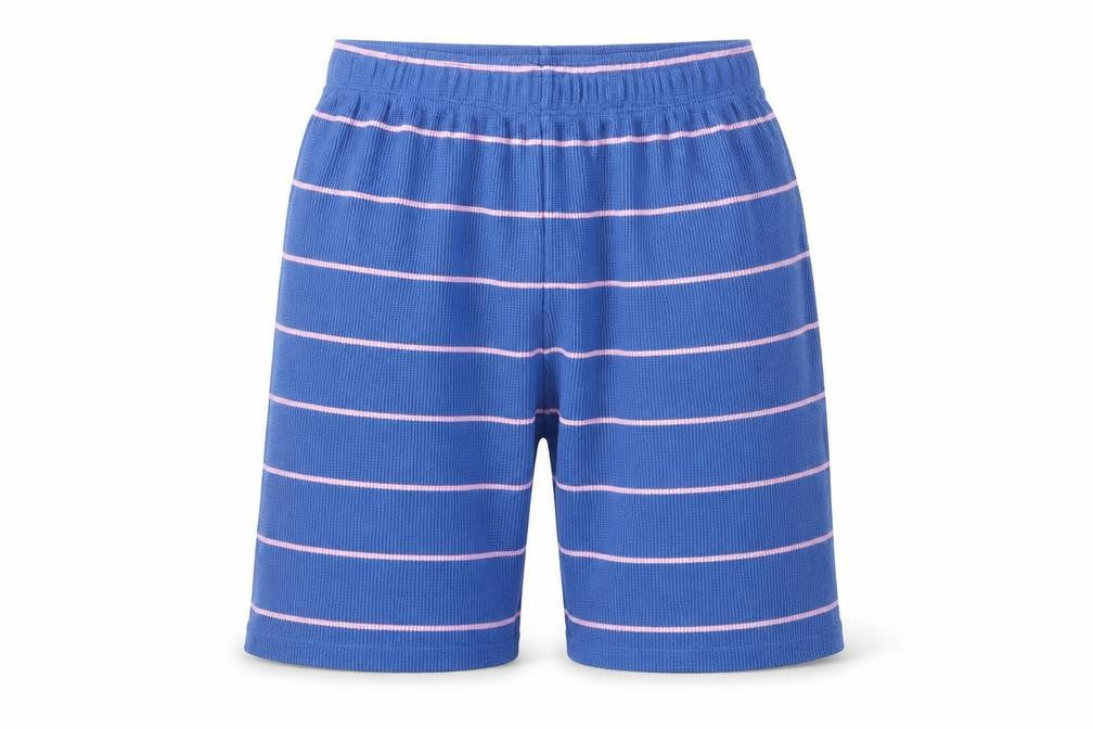Marks and Spencer Boys Blue Striped Sleep Shorts 11-12 Years Cotton Blend