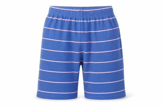 Marks and Spencer Boys Blue Striped Sleep Shorts 11-12 Years Cotton Blend