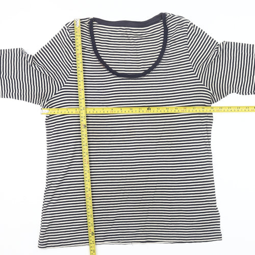Gap Women’s Black White Striped Scoop Neck 3/4 Sleeve Cotton T-Shirt XL