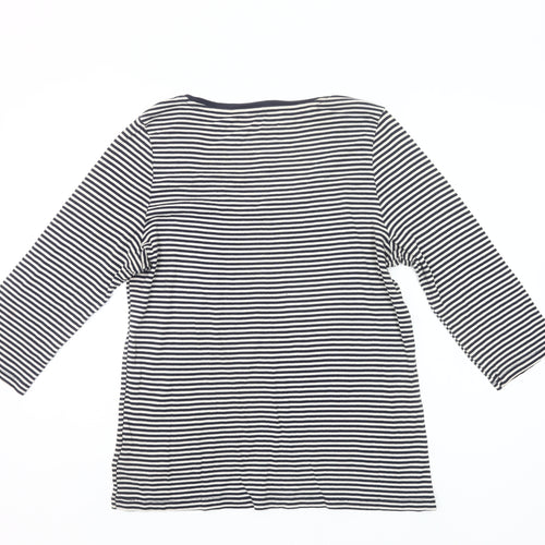 Gap Women’s Black White Striped Scoop Neck 3/4 Sleeve Cotton T-Shirt XL