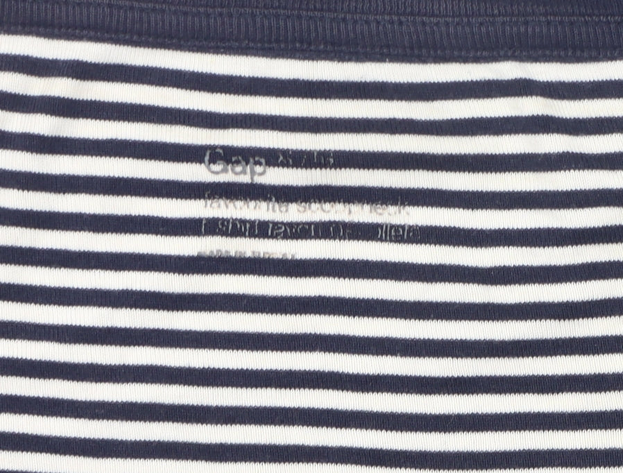 Gap Women’s Black White Striped Scoop Neck 3/4 Sleeve Cotton T-Shirt XL