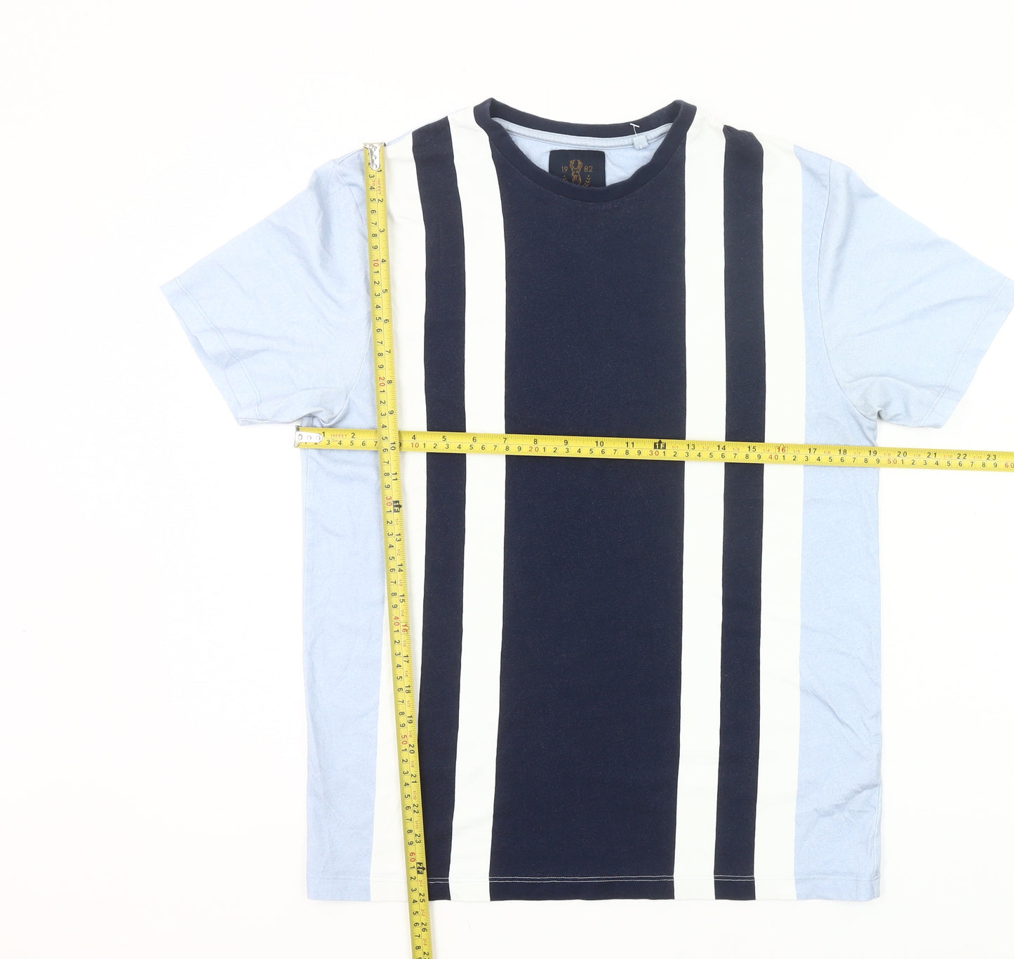 Next Men’s Blue Striped Crew Neck Cotton T-Shirt Size M
