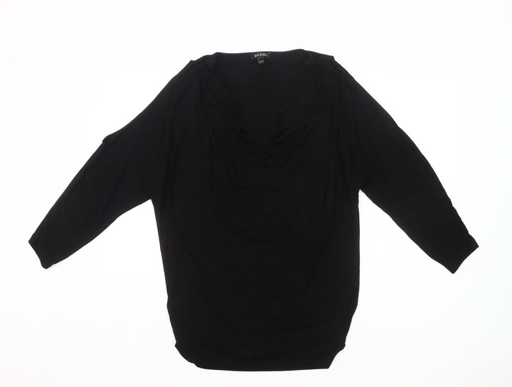 Baukjen Womens Black Tunic Blouse Size M Cowl Neck 3/4 Sleeve Viscose