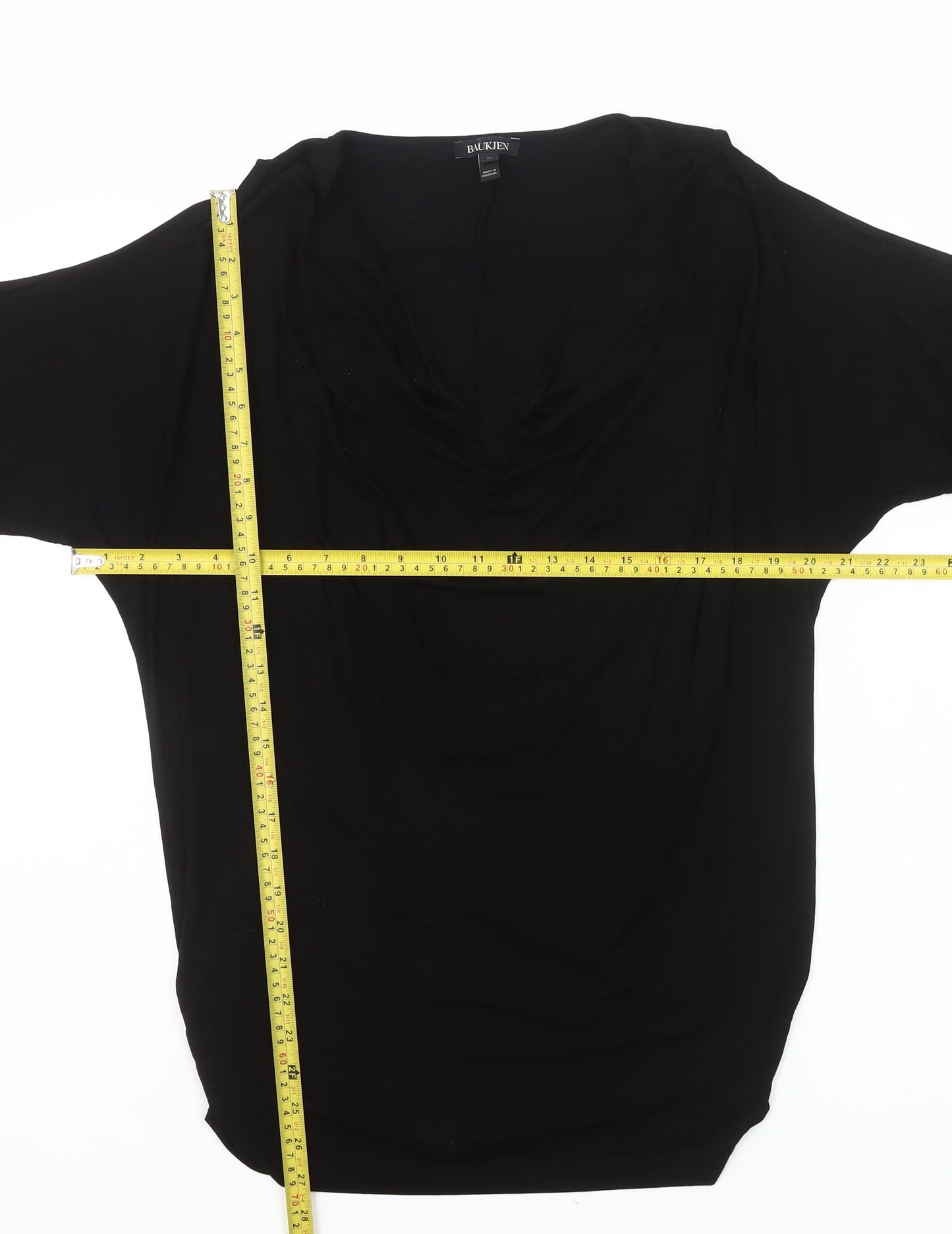 Baukjen Womens Black Tunic Blouse Size M Cowl Neck 3/4 Sleeve Viscose