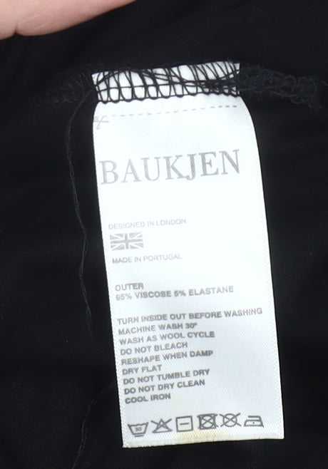 Baukjen Womens Black Tunic Blouse Size M Cowl Neck 3/4 Sleeve Viscose